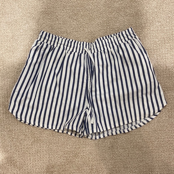 blue and white striped linen shorts - Picture 1 of 2